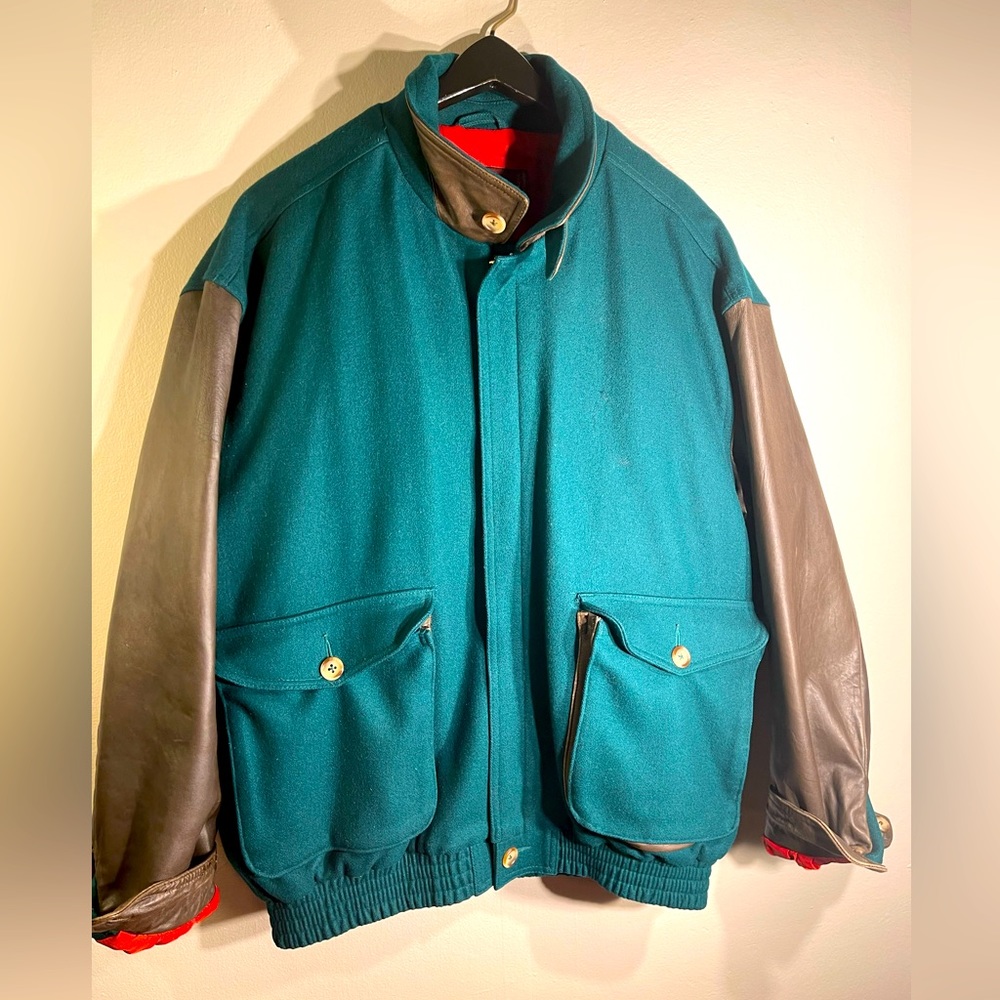 Vintage Nordstrom Leather and Wool Bomber Jacket Men’s size L